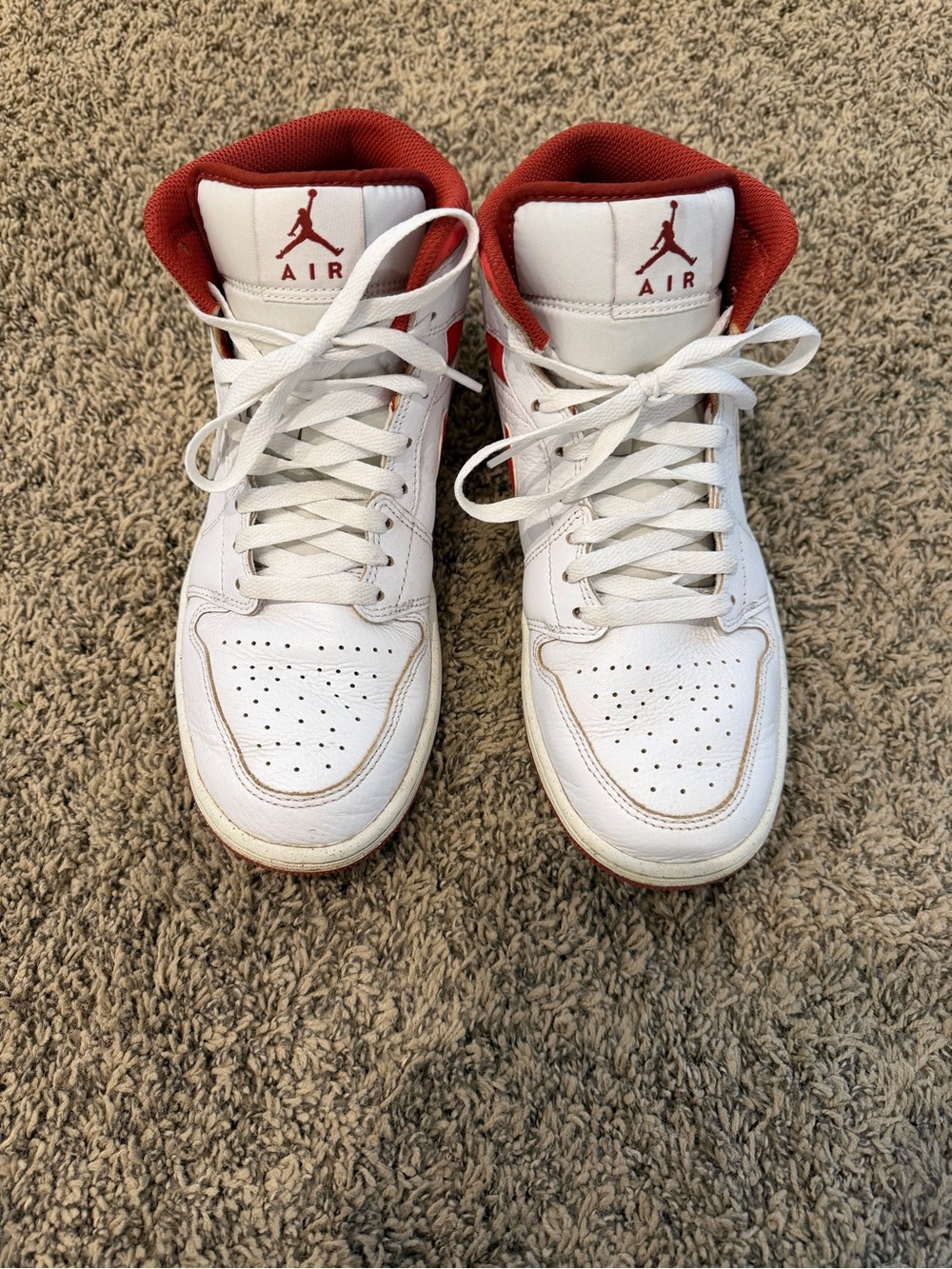 Jordan Kids White and Red High-Top Sneakers
